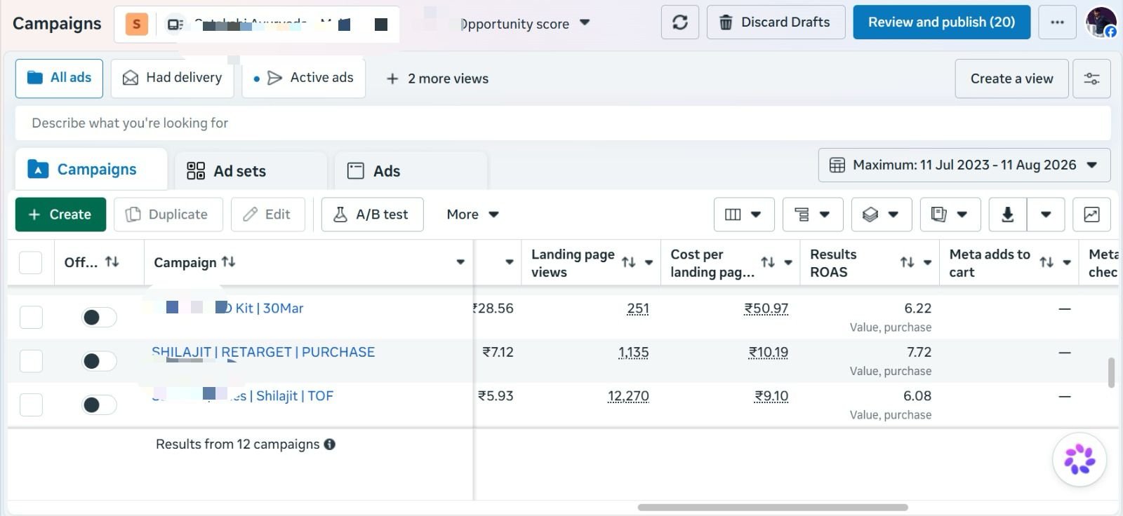 Meta Ads Manager performance